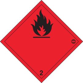 Aluminium plate with hazard symbol No. 2.1 ‘Flammable gases’
